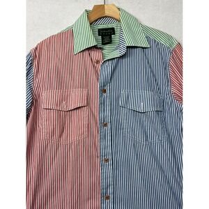 Vintage Scandia Woods Mens‎ Color Block Striped Button Up Shirt